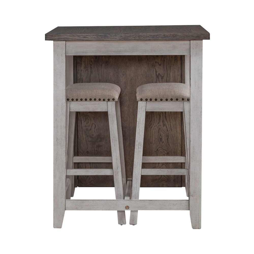 Brook Creek 3 Piece Counter Set - Two Tone - White w/ Wood Tone Tops