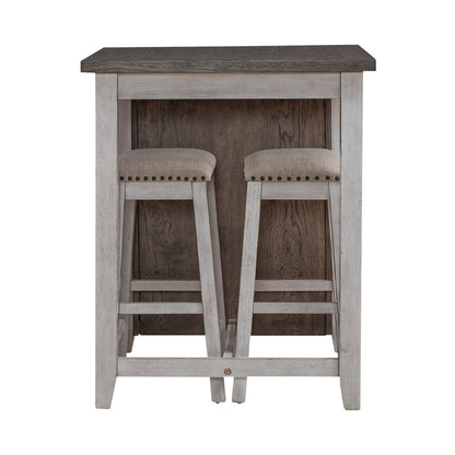Brook Creek 3 Piece Counter Set - Two Tone - White w/ Wood Tone Tops