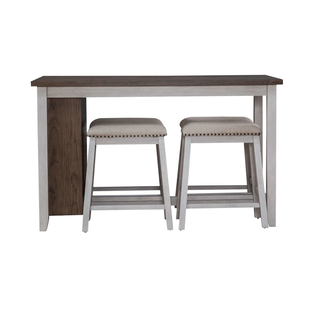 Brook Creek 5 Piece Counter Set - Two Tone - White w/ Wood Tone Tops