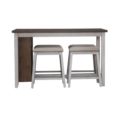Brook Creek 5 Piece Counter Set - Two Tone - White w/ Wood Tone Tops