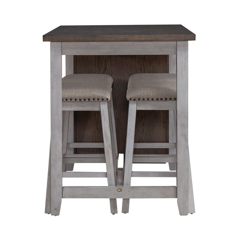 Brook Creek 5 Piece Counter Set - Two Tone - White w/ Wood Tone Tops