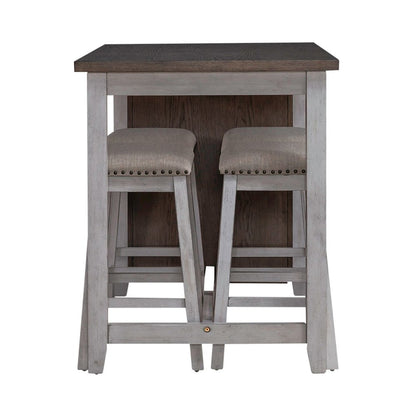 Brook Creek 5 Piece Counter Set - Two Tone - White w/ Wood Tone Tops