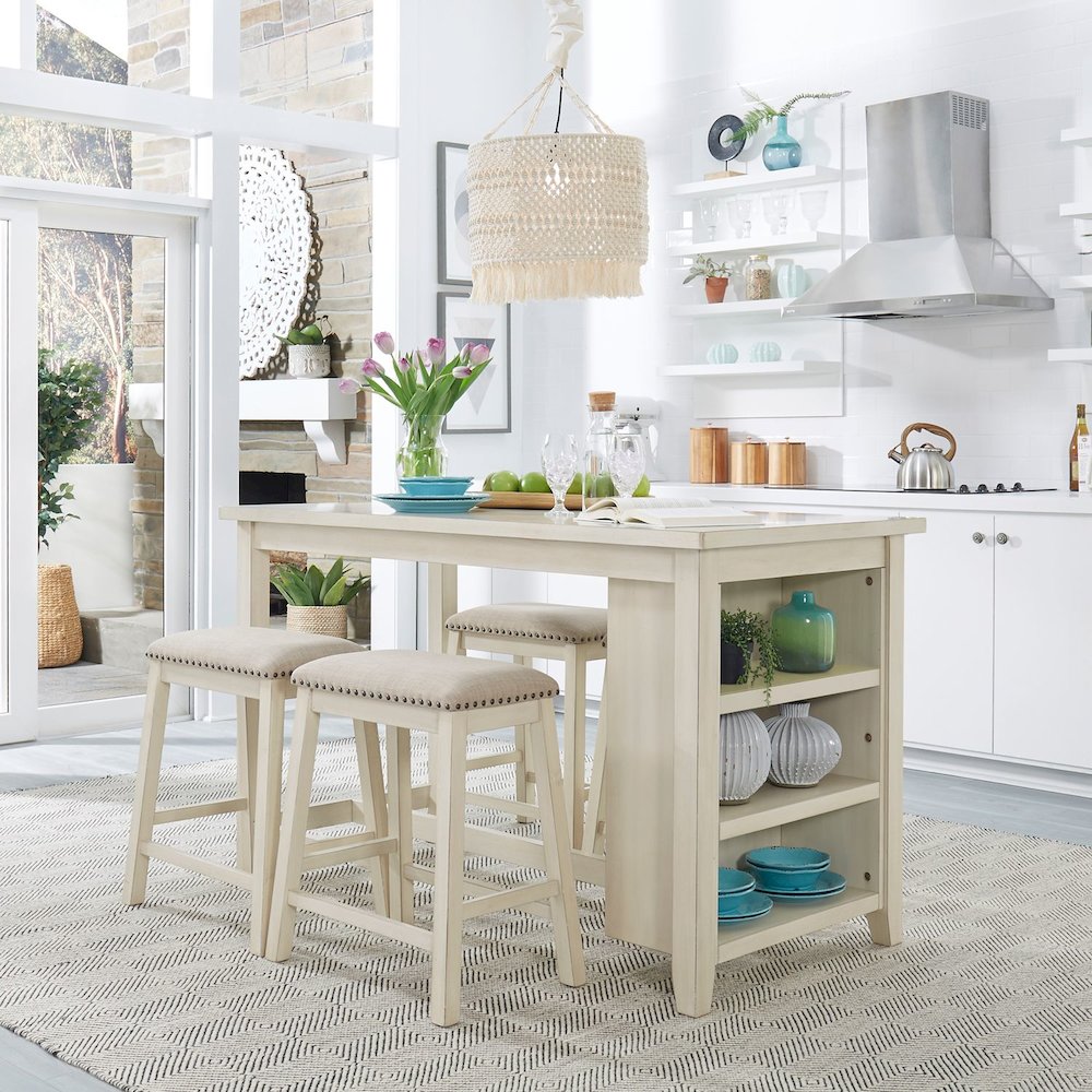 Brook Creek 5 Piece Counter Set - White in White
