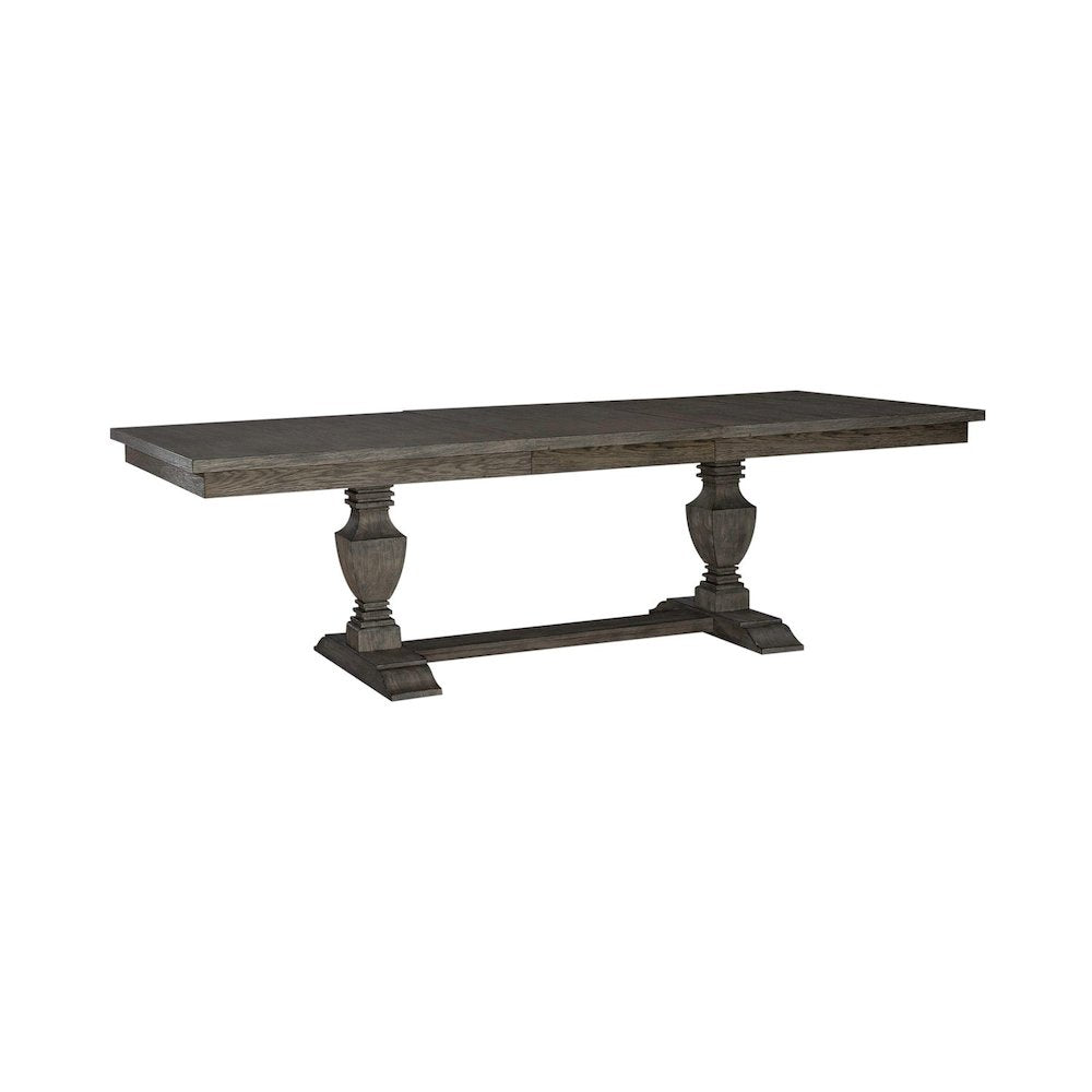 Trestle Table Set in Rubberwood & Poplar Solids w/ Split Heart White Oak Veneers