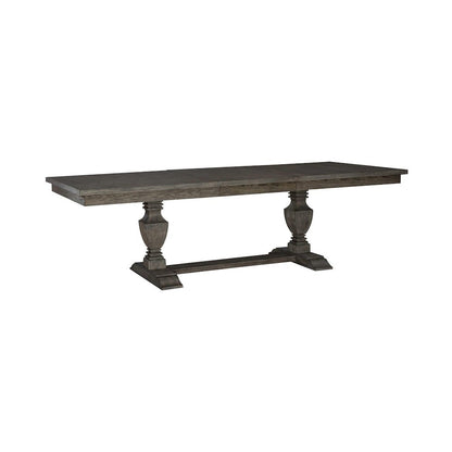 Trestle Table Set in Rubberwood & Poplar Solids w/ Split Heart White Oak Veneers