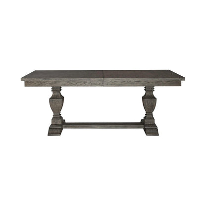 Trestle Table Set in Rubberwood & Poplar Solids w/ Split Heart White Oak Veneers
