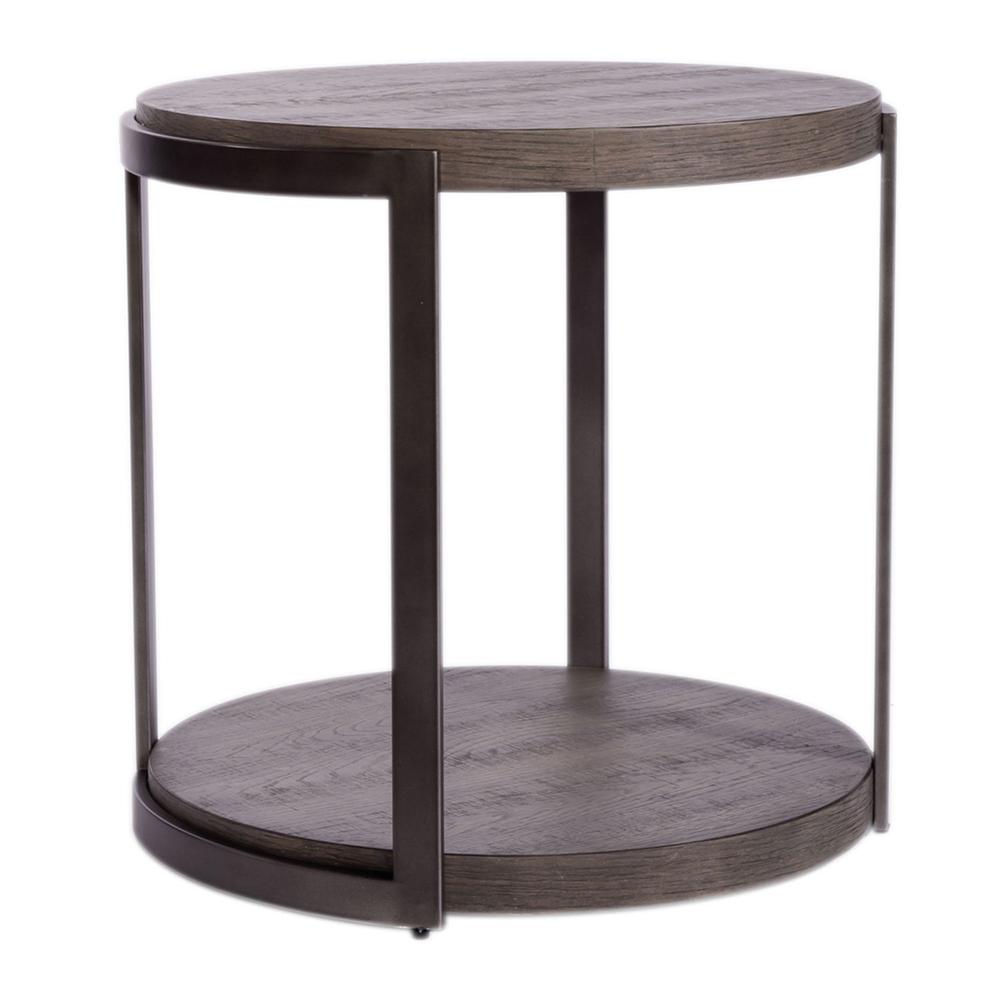 Modern View Round End Table in Gauntlet Gray