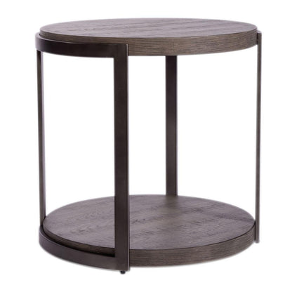 Modern View Round End Table in Gauntlet Gray