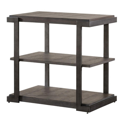 Modern View Tiered End Table in Gauntlet Gray