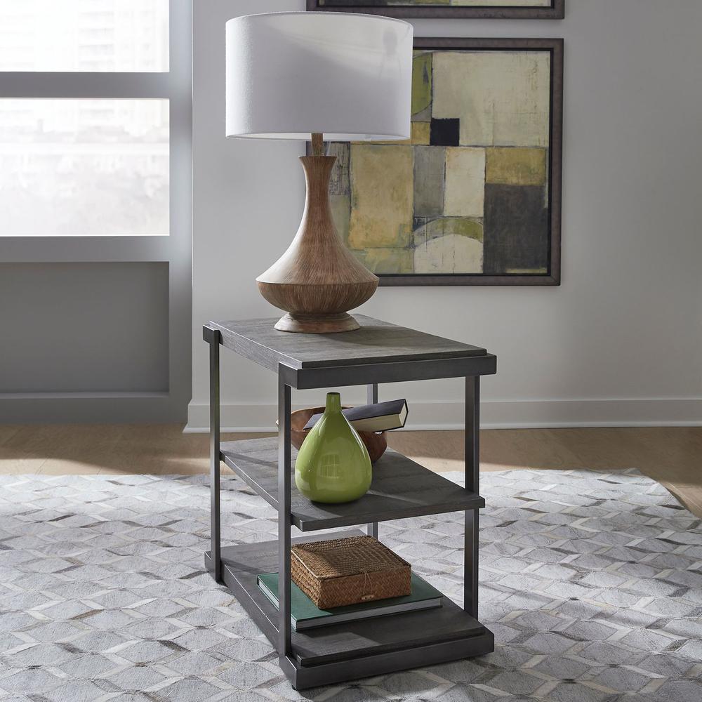 Modern View Tiered End Table in Gauntlet Gray