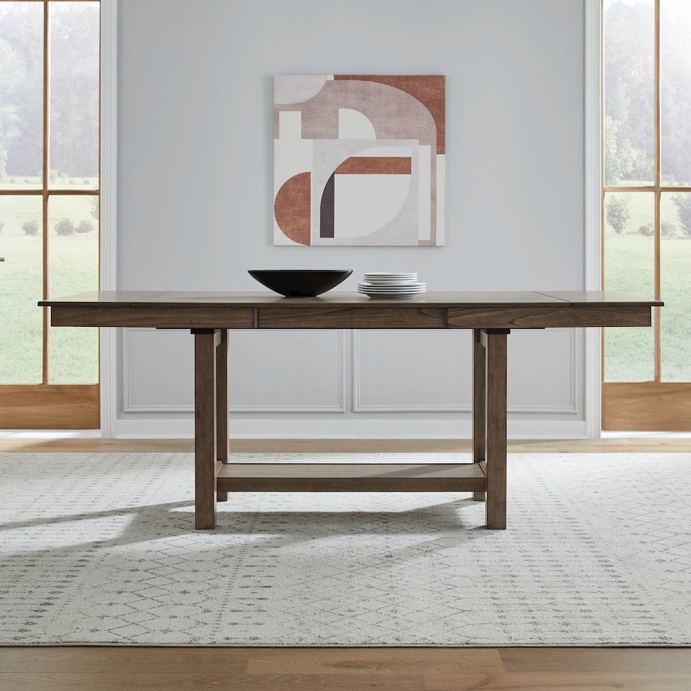 6 Pc Trestle Leaf Table Dining Room Set with 4 Side Chairs, Upholstered Bench