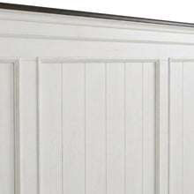 Wirebrushed White Headboard with Charcoal Top Solid Wood Panel Cottage Style
