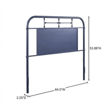 Distressed Metal Queen Metal Headboard with Vintage Design and Metal Tube Frame