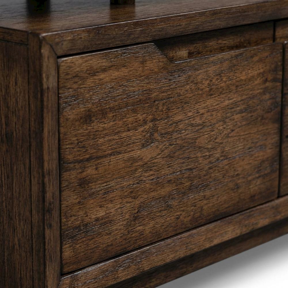 Bronze Spice TV Console with Solid and Manufactured Wood, Contemporary Style