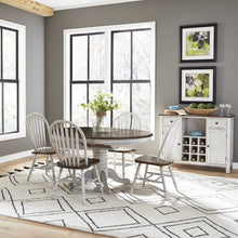 Carolina Crossing 5 Piece Pedestal Table Set- White in Rubberwood Solids