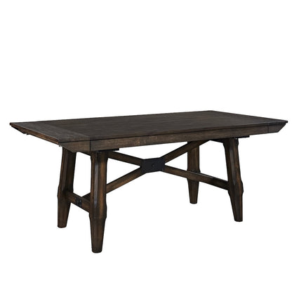 Opt 7 Piece Trestle Table Set in Rubberwood Solids and Acacia Veneers