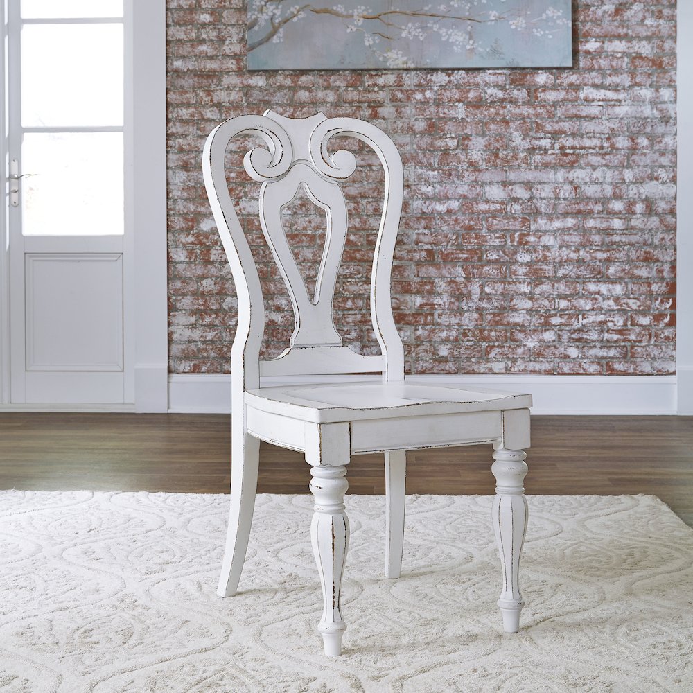 7 Piece Leg Table Dining Room Set with 6 Wood Side Chairs