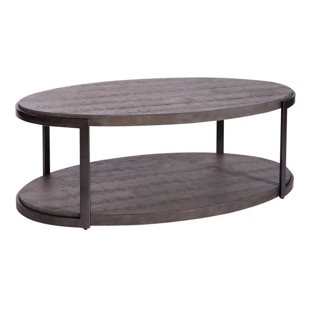 Modern View Oval Cocktail Table in Gauntlet Gray