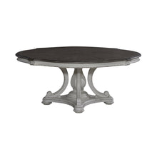Magnolia Manor Round Pedestal Dining Room Table - Antique White & Weathered Bark