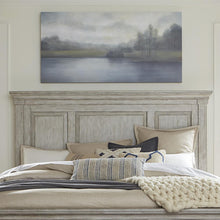 Heartland Queen Panel Headboard in Antique White w/ Tobacco Top