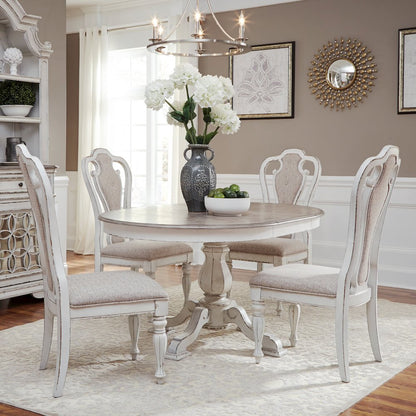 Opt 5 Piece Pedestal Table Set in Rubberwood Solids w/ White Oak & Birch Veneers