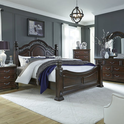 Messina Estates Queen Poster Bed, Dresser & Mirror, Night Stand