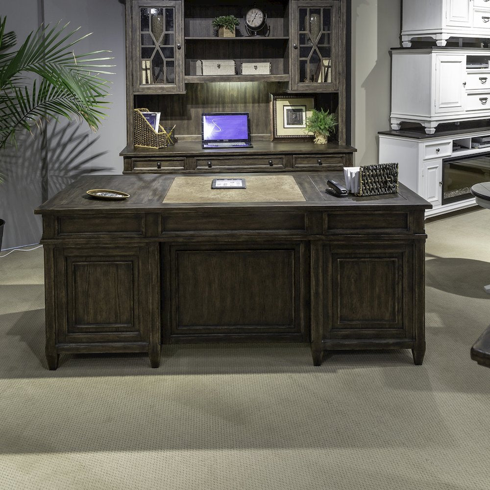 Executive Desk in Rubberwood Solids w/ Split Heart White Oak Veneers