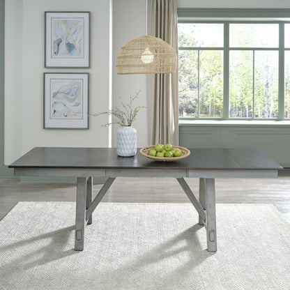 Newport Trestle Table Set in Rubberwood Solids w/ Mindy Veneers