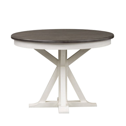 Pedestal Table in Poplar & Rubberwood Solids w Pine Veneer