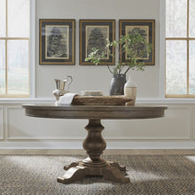 Pedestal Table Set in Poplar & Rubberwood Solids w/ White Oak Veneers