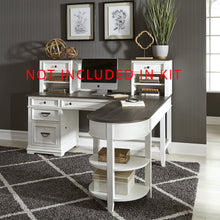 Allyson Park Opt L Shaped Desk Set in Wirebrushed White w/ Charcoal Top color