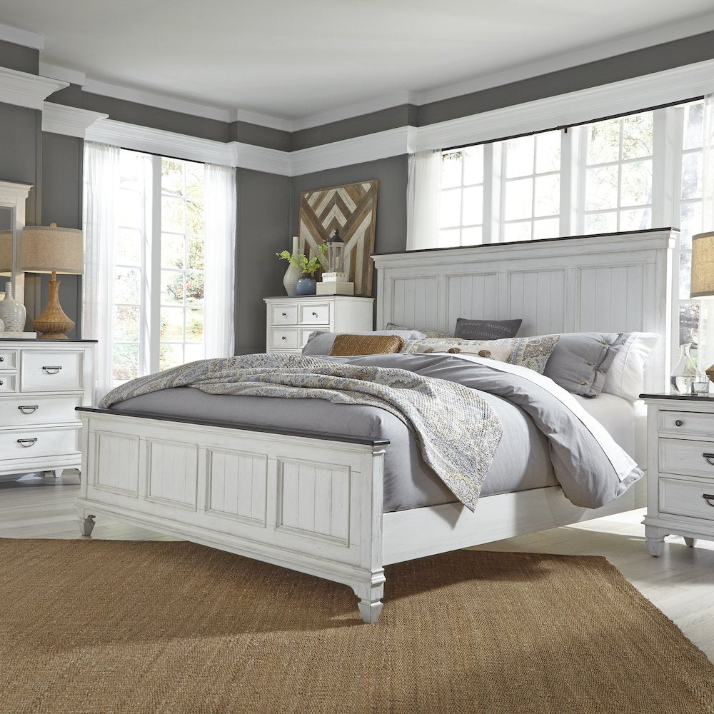 King Panel Bed, Dresser & Mirror, Chest, Night Stand