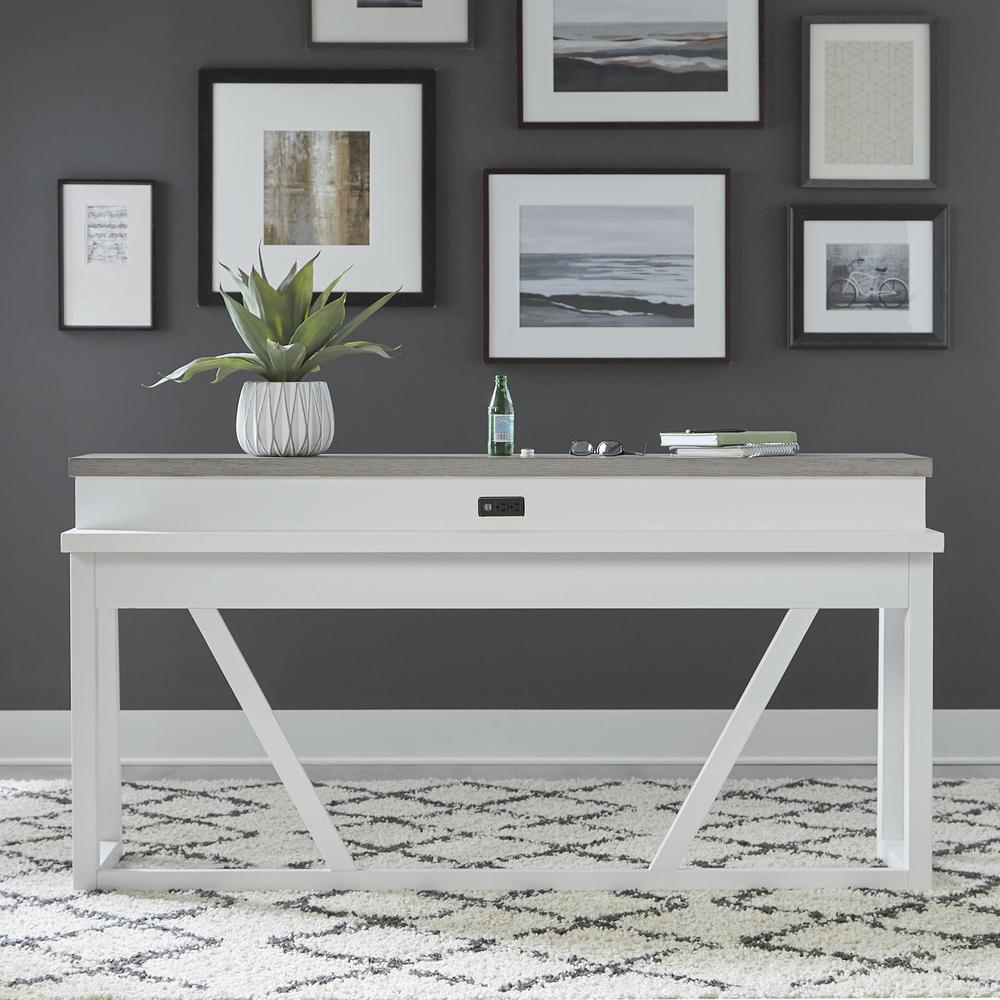 Console Bar Table Contemporary White in Two-Tone Shell White