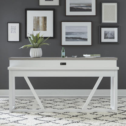 Console Bar Table Contemporary White in Two-Tone Shell White