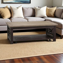 Black Living Room Table – Coffee Table for Living Room, Acacia Wood