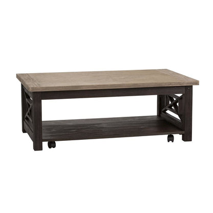 Black Living Room Table – Coffee Table for Living Room, Acacia Wood