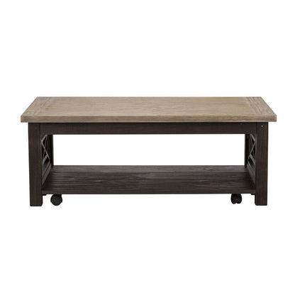 Black Living Room Table – Coffee Table for Living Room, Acacia Wood
