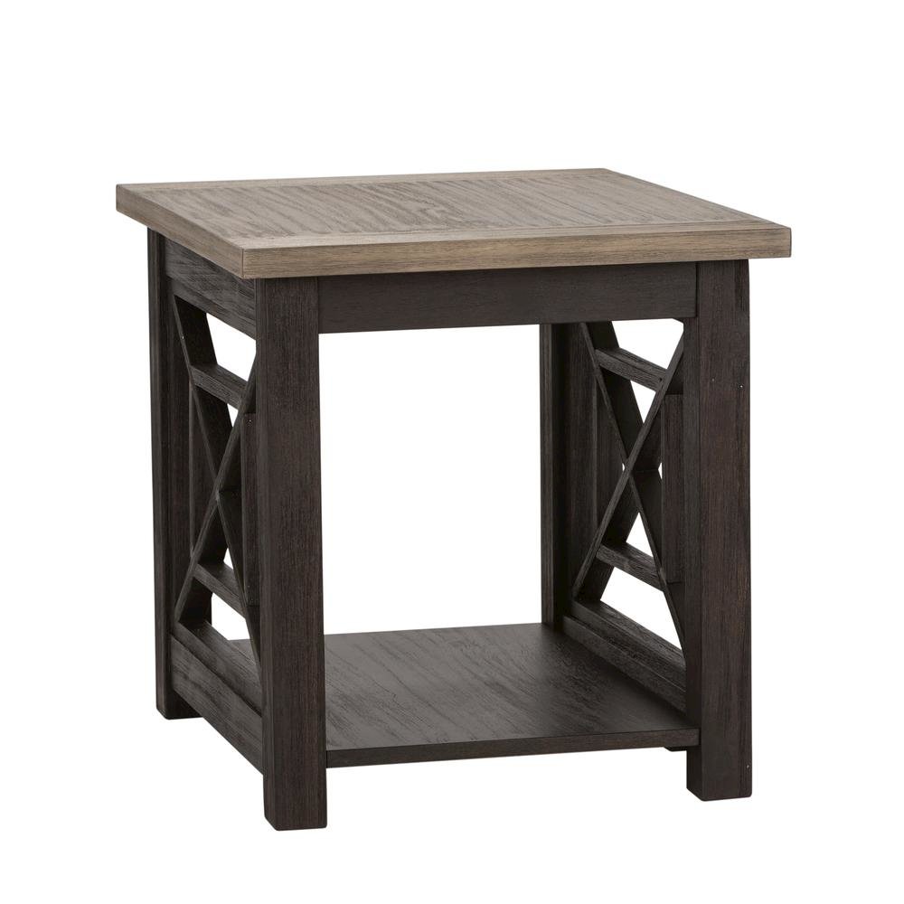 Black Square End Table – Farmhouse Side Table for Living Room Décor