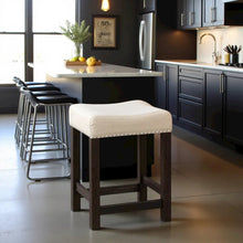 Black Upholstered Stool for Vanity, Small Vanity Stool with Poplar Legs