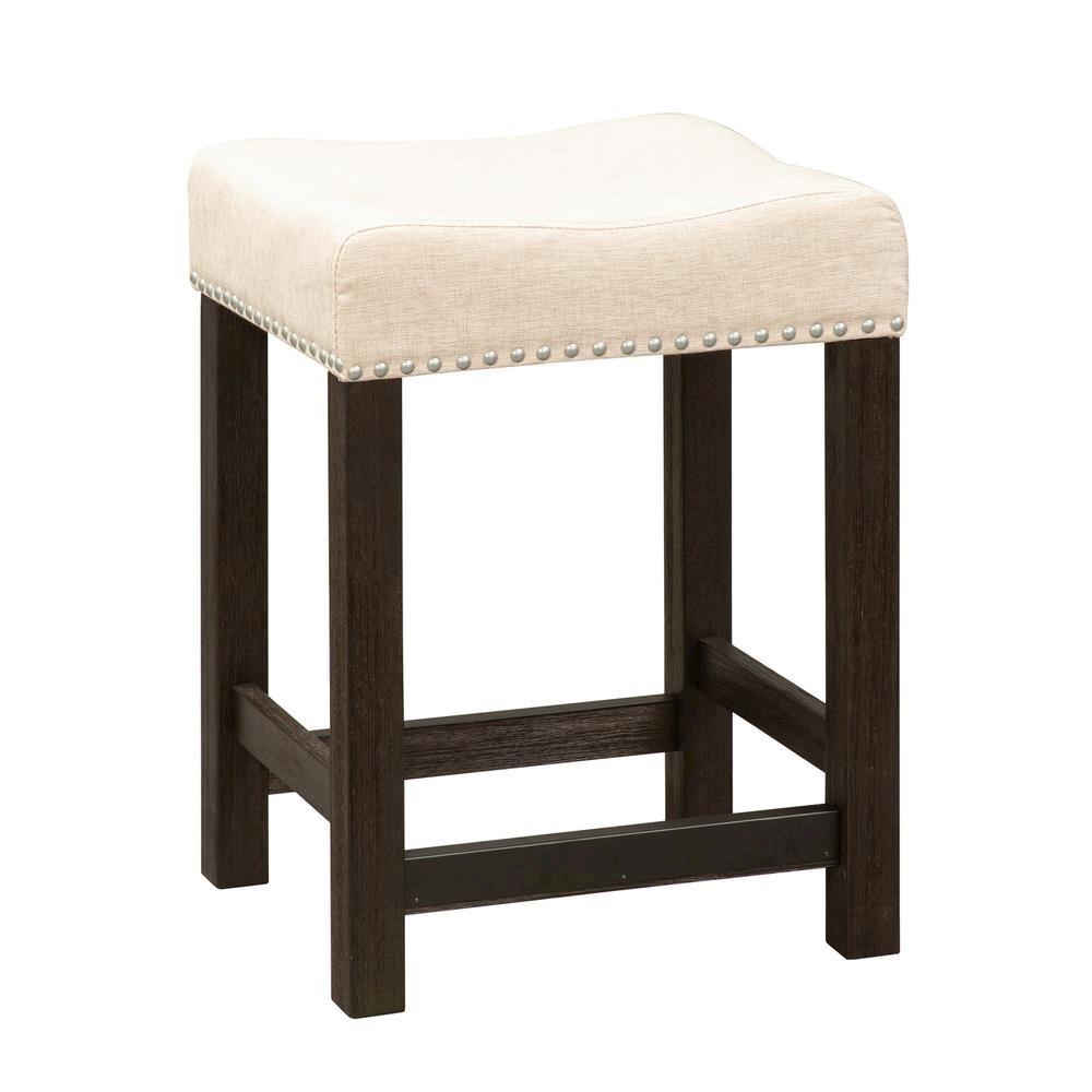 Black Upholstered Stool for Vanity, Small Vanity Stool with Poplar Legs
