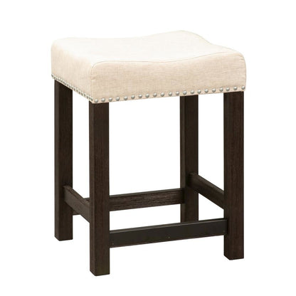 Black Upholstered Stool for Vanity, Small Vanity Stool with Poplar Legs