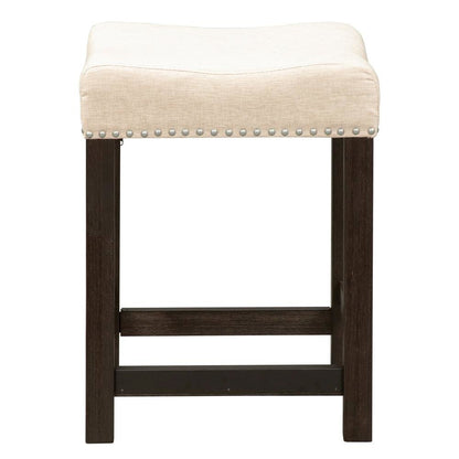 Black Upholstered Stool for Vanity, Small Vanity Stool with Poplar Legs