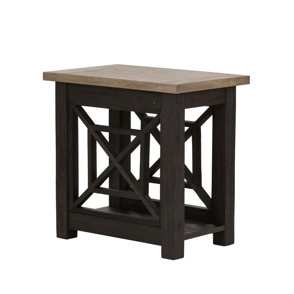 Black Side Table with Acacia Solid and Veneer, Small Sofa Table