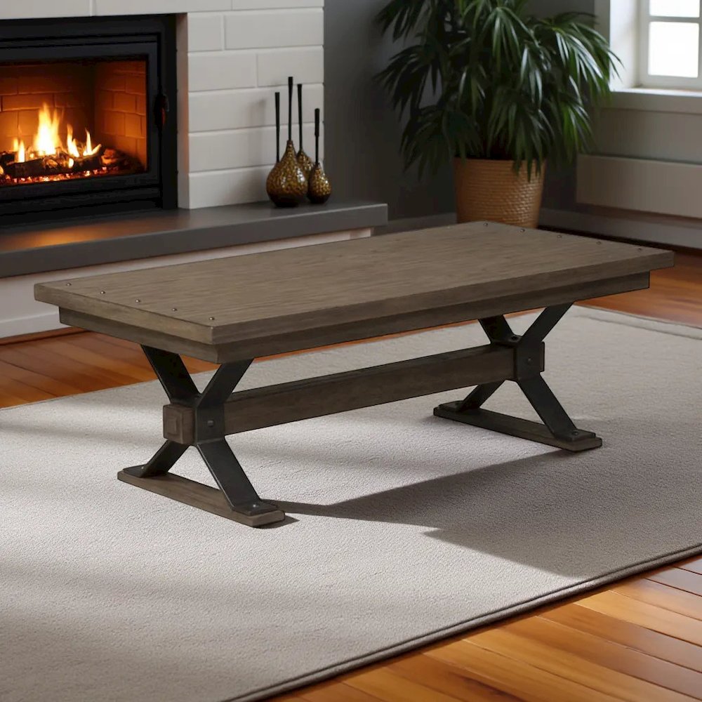 Brown Rectangular Coffee Table – Elegant Living Room Center Table Design