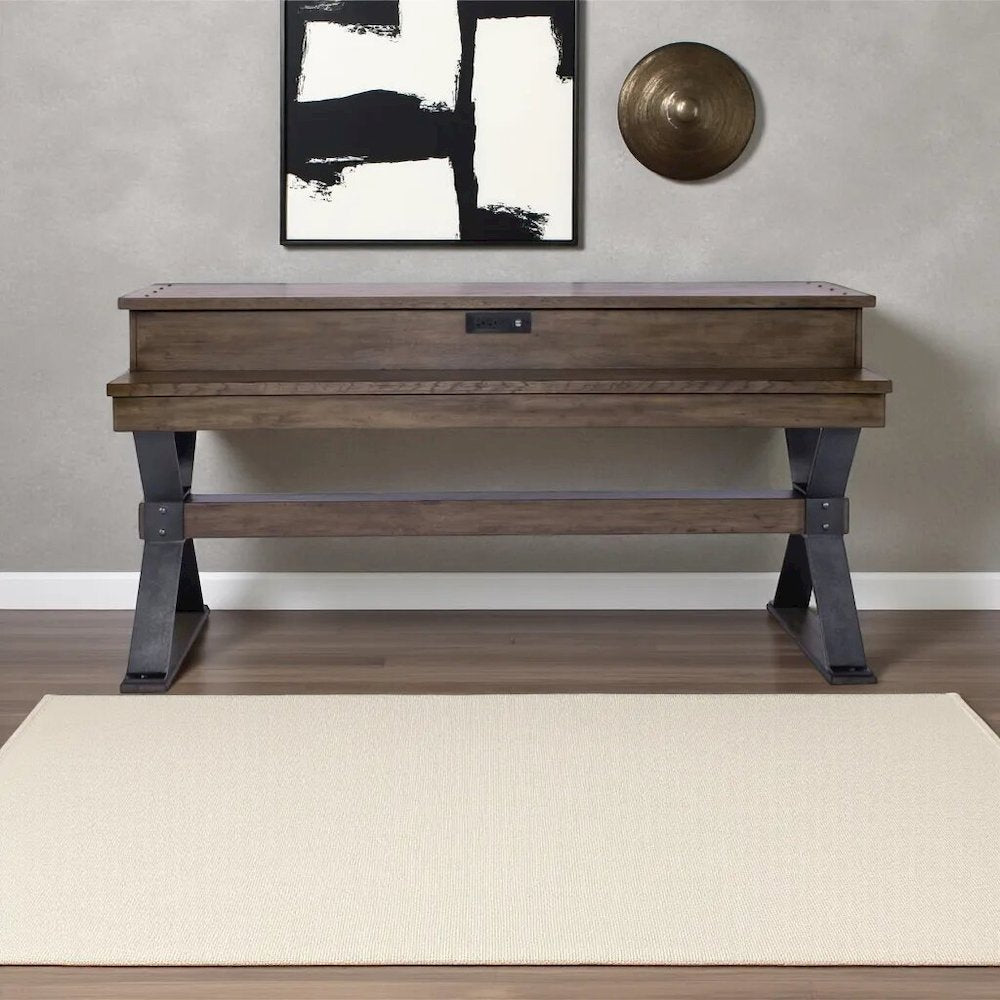 Brown Console Bar Table – Perfect for Behind Couch or Sofa with Storage