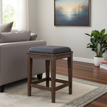 Brown Upholstered Console Stool, Solid Wood, Ideal for Vanity Desk