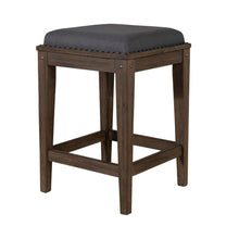 Brown Upholstered Console Stool, Solid Wood, Ideal for Vanity Desk