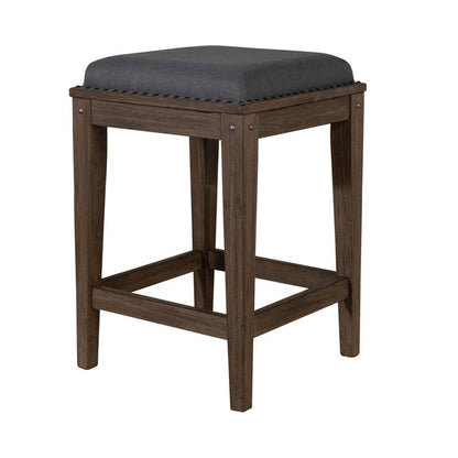 Brown Upholstered Console Stool, Solid Wood, Ideal for Vanity Desk