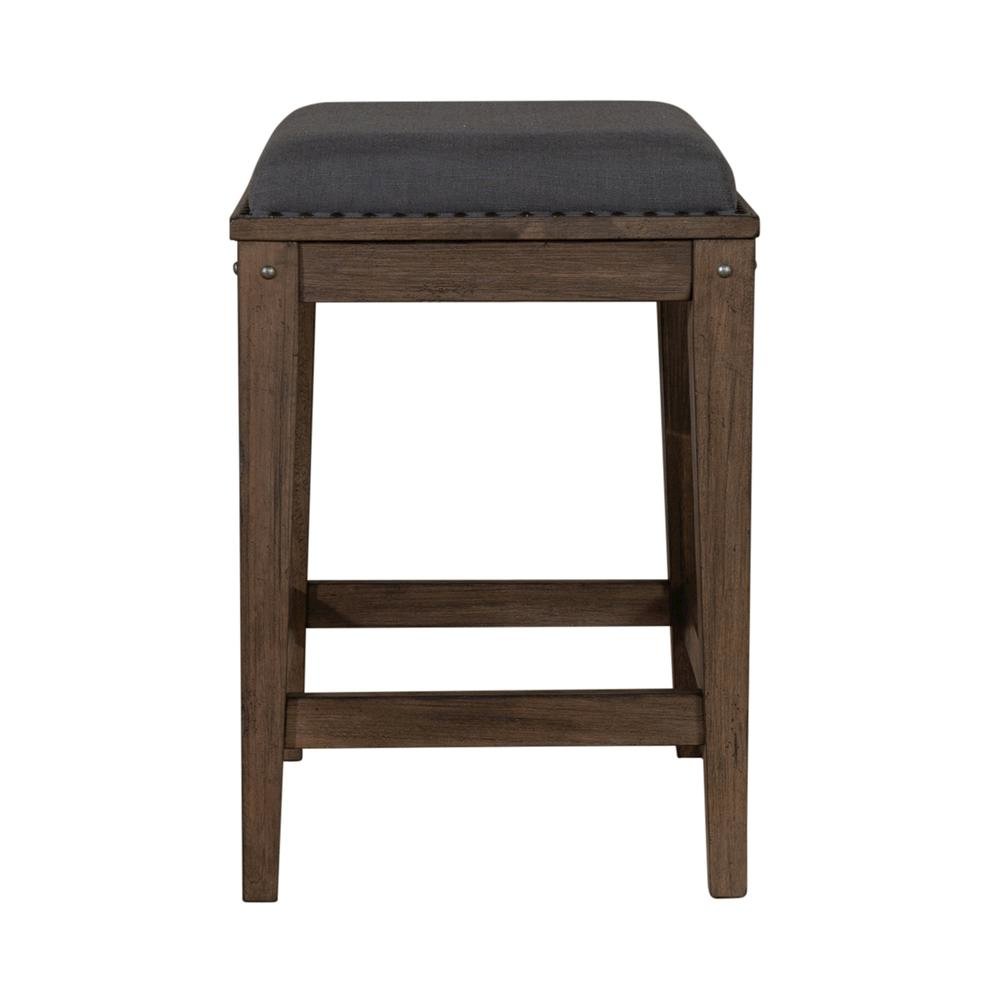 Brown Upholstered Console Stool, Solid Wood, Ideal for Vanity Desk