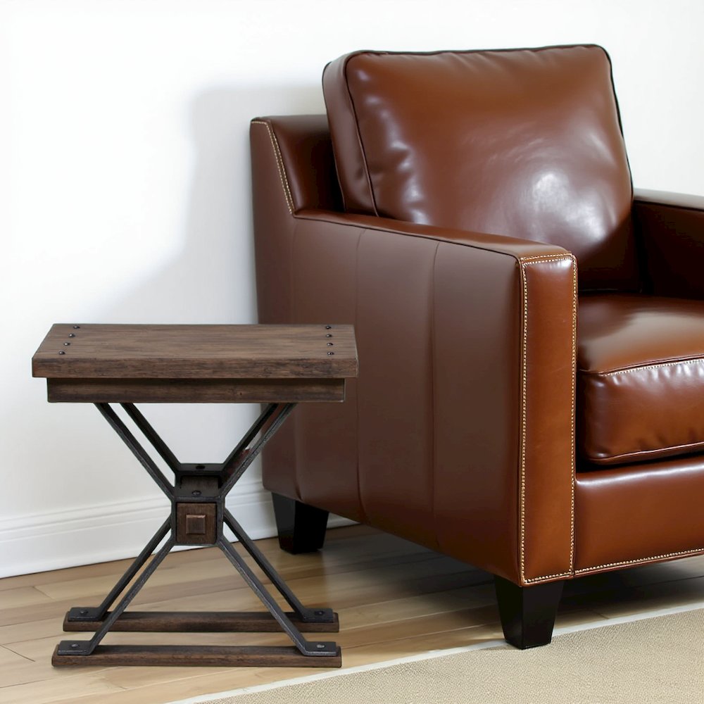 Brown Small Side Table – Elegant Sofa Table for Living Room or Couch Use